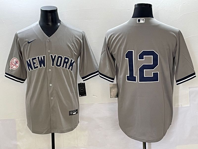 Men 2025 New York Yankees #12 No Name Grey Game Nike MLB Jersey style 6->new york yankees->MLB Jersey